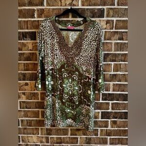 Elegant Green and Brown Patterned Tunic